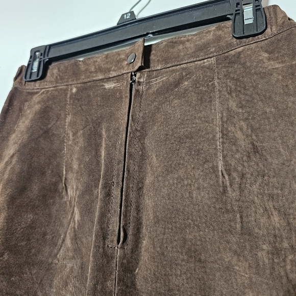 Vintage Pelle genuine leather brown midi high-rise straight skirt Size 8 - Picture 4 of 7